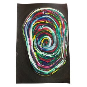 Abstract‎ Swirl Art Painting Colorful Mixed Media Canvas 5.5  8.5 Inch by Bailey